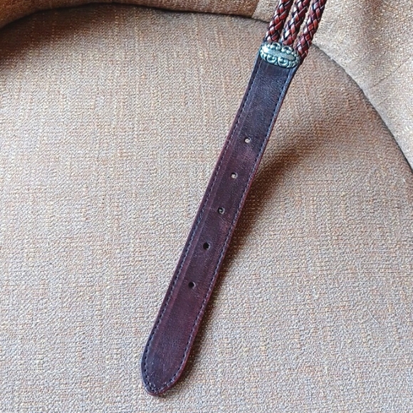 Vintage Brighton Three Strand Brown Braided Leather Belt with Silver Accents EUC - Picture 5 of 8